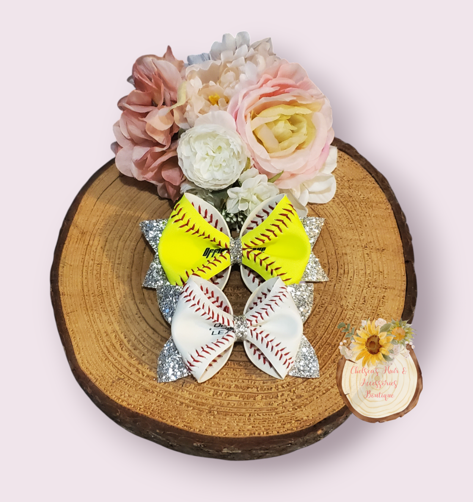 Real Softball Bow Keychain